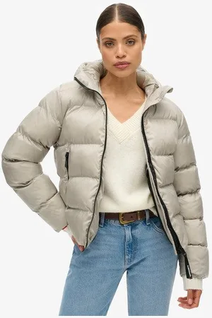 Superdry Vrouwen Luxe Sports Pufferjas met Capuchon Grootte: 42
