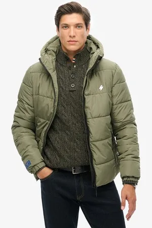 Superdry Mannen Sports Pufferjas met Capuchon Grootte: S