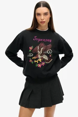 Superdry Vrouwen Suika Geborduurd Sweatshirt met Losse Pasvorm Grootte: 36