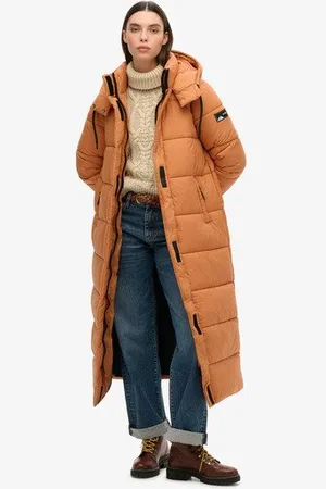 Superdry Vrouwen Lange Pufferjas van Ripstopmateriaal Grootte: 38