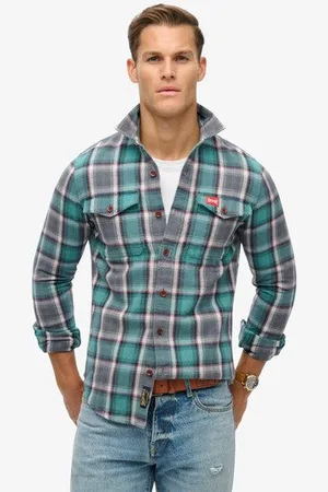 Superdry Mannen Geruit Worker-overhemd van Biologisch Katoen Grootte: S
