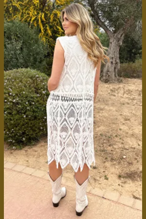 Fashion Musthaves Lang Gehaakt Gilet Boho