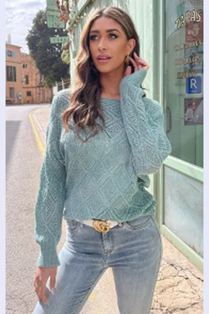 Fashion Musthaves Gehaakte Lurex Top Longsleeve Mint