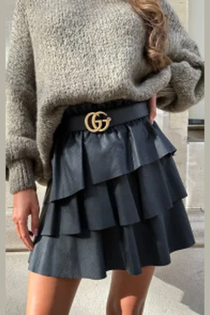 Fashion Musthaves Leren Ruffle Rok