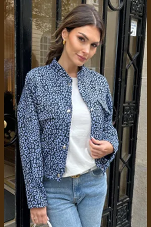 Fashion Musthaves Leopard Bomber Blue