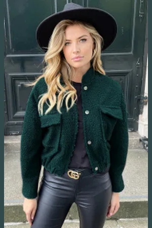 Fashion Musthaves Bouclé Bomber Jacket Smaragd