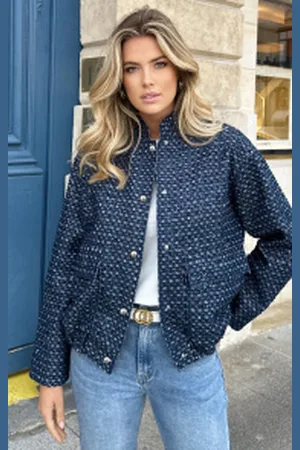 Fashion Musthaves Denim Jacket Oversized Pailletten Dark