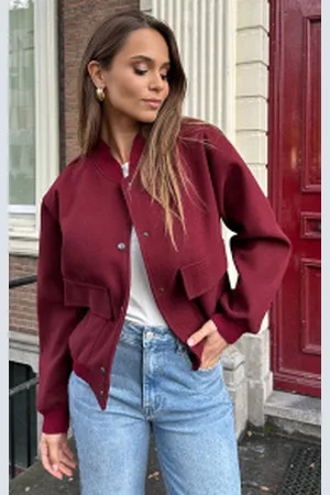 Fashion Musthaves Soft bomberjacket Burgundy