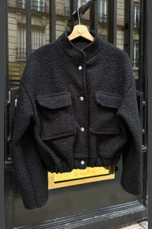 Fashion Musthaves Bouclé Bomber Jacket Black