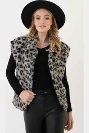 Fashion Musthaves Oversized Woven Gilet Leopard