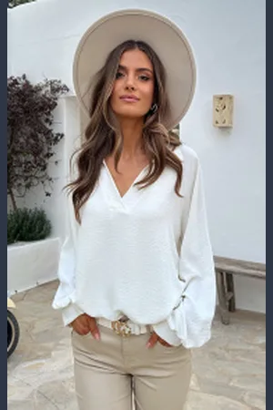 Fashion Musthaves V-Hals Blouse Rome Ecru