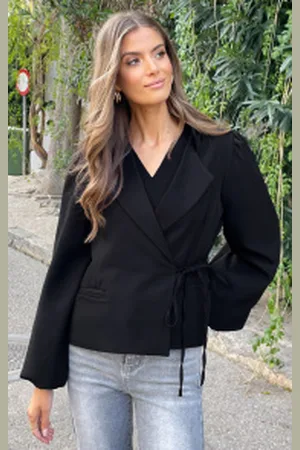 Fashion Musthaves Wrap Blazer Puff Long Sleeve