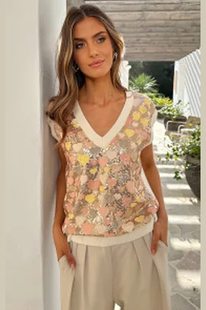 Fashion Musthaves Knitted Heart Top Pailletten