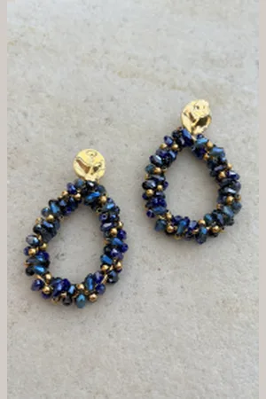 Fashion Musthaves Elegant Beads Oorbellen Goud Marine