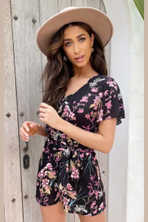 Fashion Musthaves Playsuit Bloemen Zwart Roze