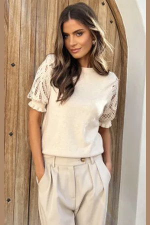 Fashion Musthaves Lace Sleeve Soft Top