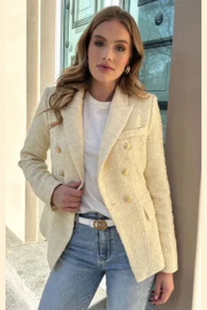 Fashion Musthaves Luxury Boucle Blazer Yellow