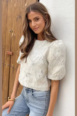 Fashion Musthaves Jacquard Roses Pofmouw Top
