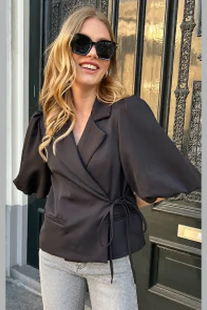 Fashion Musthaves Wrap Blazer Puff Short Sleeve