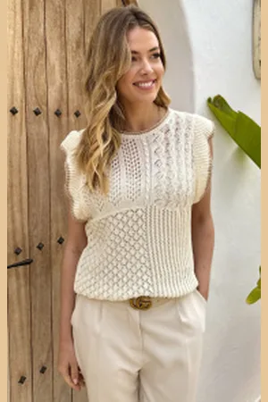 Fashion Musthaves Gehaakte Ruffle Top Lurex Detail