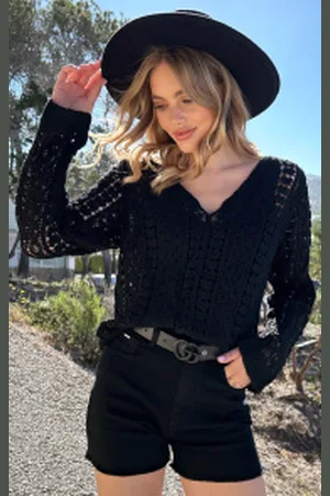 Fashion Musthaves Crochet Top Lange Mouw Katoen