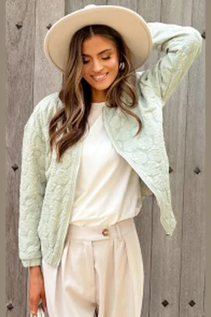 Fashion Musthaves Roses Bomber Jacket Mint