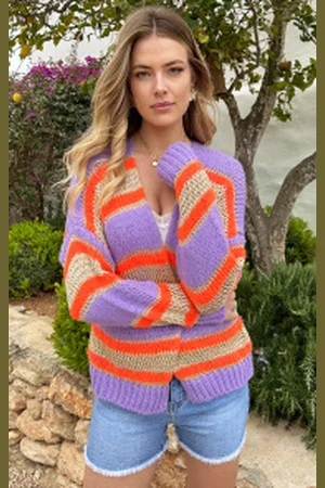 Fashion Musthaves Oversized Knitted Vest Lurex Neon Oranje