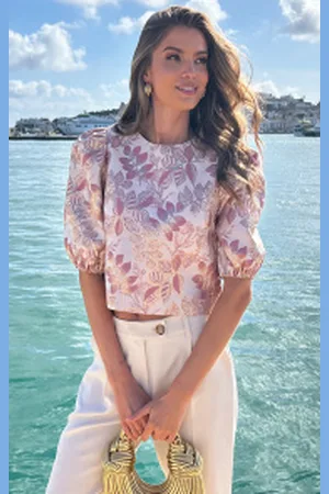 Fashion Musthaves Jacquard Roses Pofmouw Top Dust
