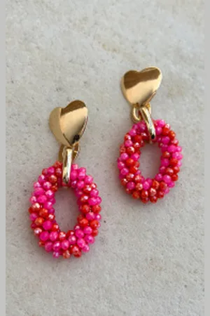 Fashion Musthaves Lovely Beads Oorbellen Fuchsia
