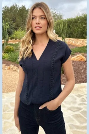 Fashion Musthaves Romantic V-Hals Top Marine
