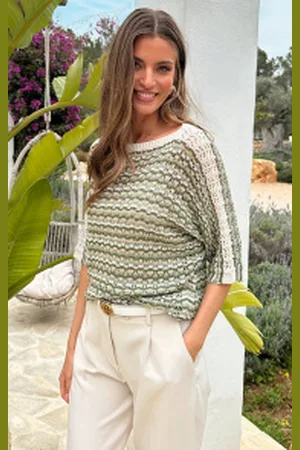 Fashion Musthaves Gehaakte Top Lurex Army