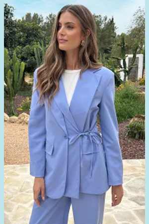 Fashion Musthaves Detailed Strik Blazer Pastel Blauw