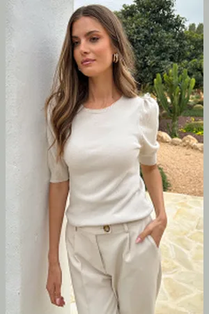 Fashion Musthaves Knitted Top Met Pofmouwen