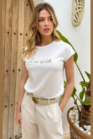 Fashion Musthaves La Vie Est Belle Embroidery T-shirt Ecru