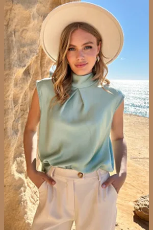 Fashion Musthaves Satin Col Top Mint