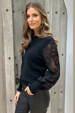 Fashion Musthaves Lace Sleeve Soft Trui