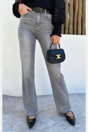 Fashion Musthaves Wide Leg Jeans Grey Stretch FMH