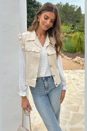 Fashion Musthaves Ruffle Denim Gilet