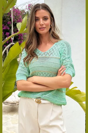 Fashion Musthaves Gehaakte Top Detail Lurex Mint