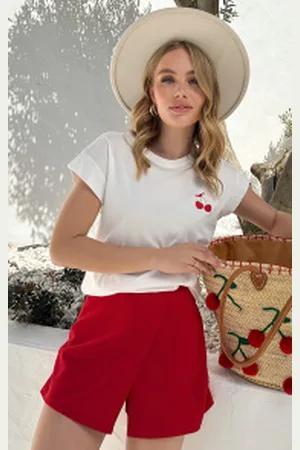 Fashion Musthaves Embroidery T-Shirt Cherry