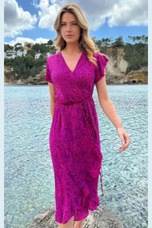 Fashion Musthaves Print Jurk Midi Koraal