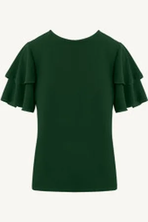 Fashion Musthaves Mila Ruffle Top Dark Army