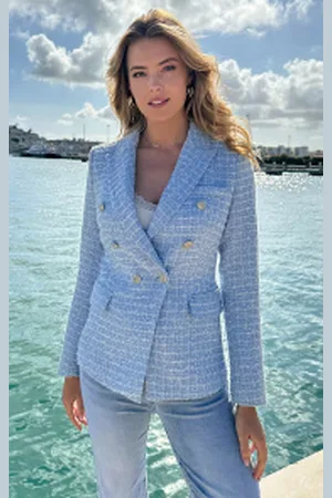 Fashion Musthaves Luxury Boucle Blazer Light Blue