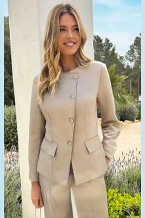 Fashion Musthaves Ultimate Muse Button Blazer Dark Beige
