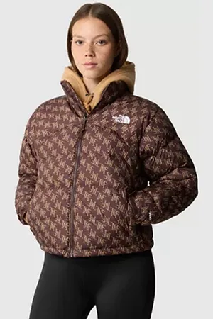 Gewatteerde jas met bruine print, Jacket brown