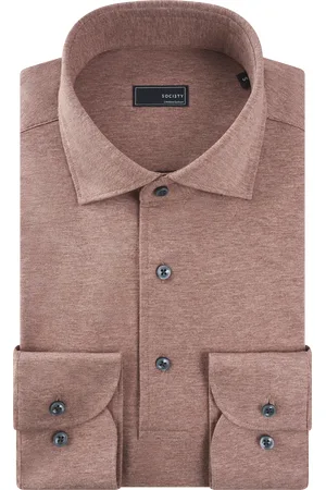 SOCI3TY Lange Mouwen Polo Donkerbeige Katoen (Maat S)