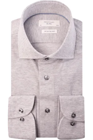 Profuomo Knitted Overhemd Lichtgrijs Jersey (Maat 41)