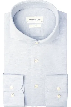 Profuomo Knitted Shirt Katoen Lichtblauw (Maat 38)