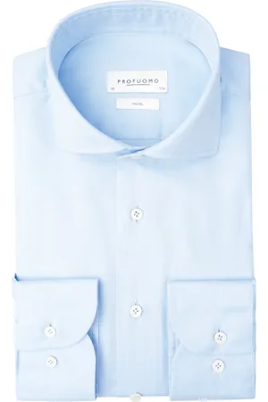 Profuomo Travelshirt Katoen Lichtblauw Non-iron (Maat 39)