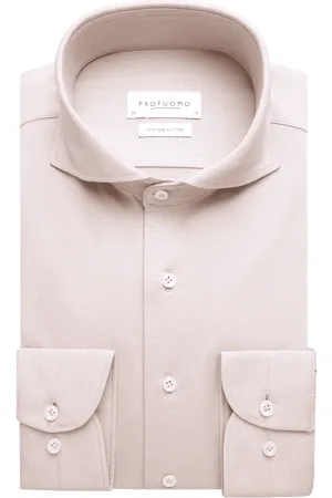 Profuomo Japanese Knitted Shirt Katoen Lichtbruin (Maat 38)